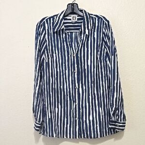 Anne Klein Blue and White Casual Button Down Shirt 6